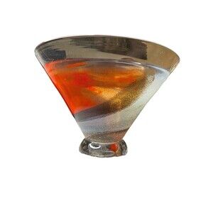 Kjell Engman Signed Kosta Boda Twister Art Glass Footed Bowl Compote 10” Sweden